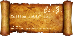 Csillag Zakária névjegykártya